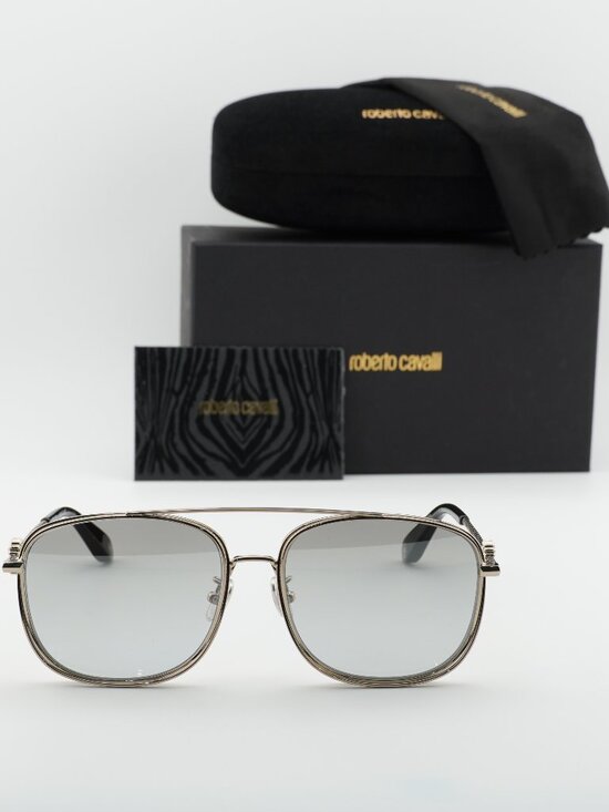 Roberto Cavalli SRC059M 8FFX Aviator Sunglasses - Gold / Grey main image 4